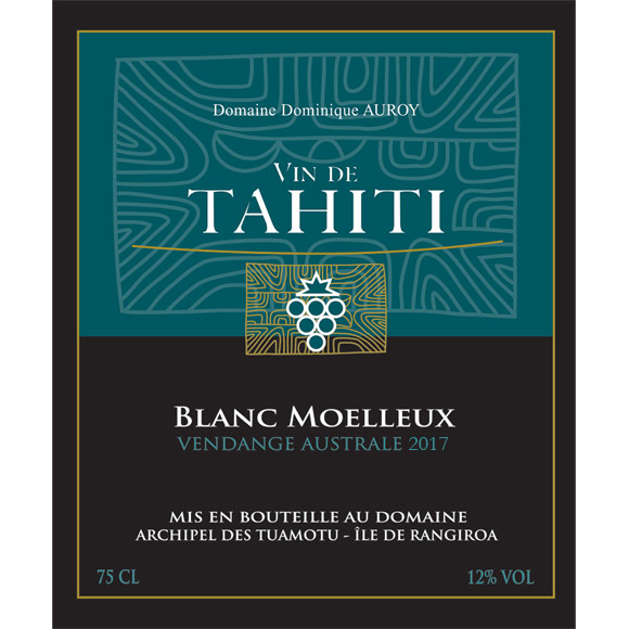 Vin Blanc Moelleux. Vin de Tahiti du Domaine de Dominique Auroy.