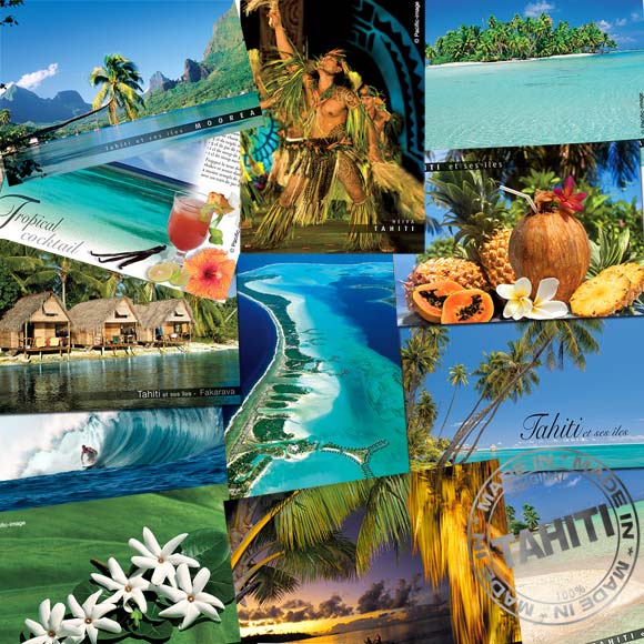 Collection Pacific-Image de cartes entièrement réalisées à Tahiti.
