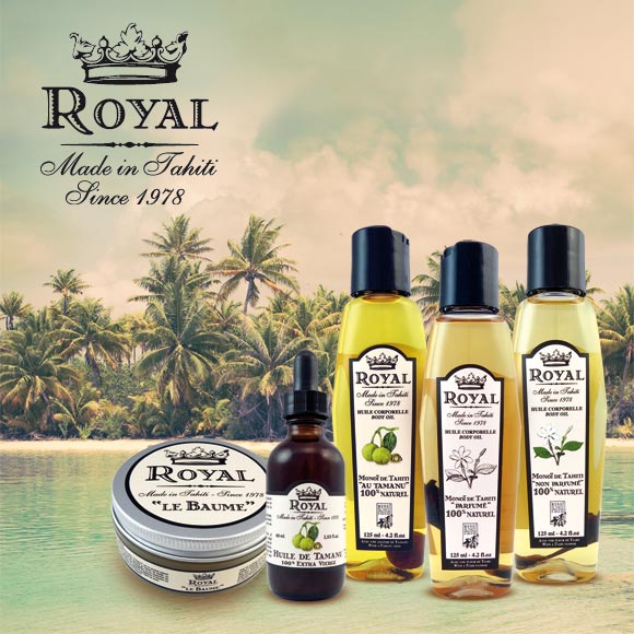La Gamme 100% naturelle Royal Made in Tahiti est élaborée par Tahiti Oil Factory.