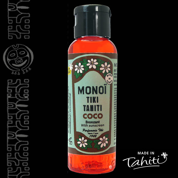 Un classique parmi les classiques ! Ce Monoï Tiki Tahiti 60 ml très pratique parfum Coco est nuli d'un filtre SPF3. Il est fabriqué à Tahiti-Faaa par la Parfumerie Tiki depuis 1942.