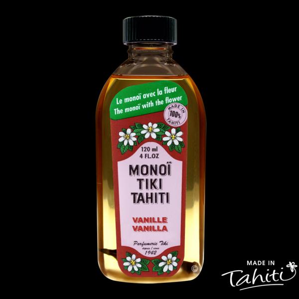 Un classique parmi les classiques ! Ce Monoï Tiki Tahiti 120 ml parfum Vanille est fabriqué à Tahiti-Faaa par la Parfumerie Tiki depuis 1942.
