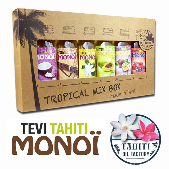 99 % Monoï de Tahiti Appellation d'Origine, huile de Coco infusée de fleurs fraîches de Tiare Tahiti.